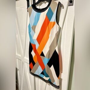Tahari Colorful Geometric Mod Dress
